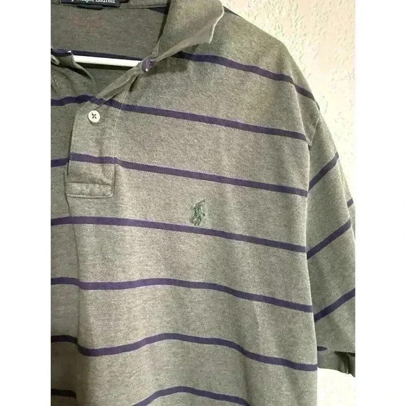 VINTAGE Polo Ralph Lauren Shirt Men Extra Large Gray Stripe - Picture 4 of 7
